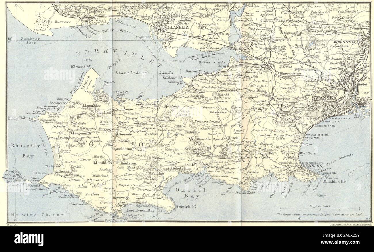 THE GOWER PENINSULA. Llanelli Swansea Mumbles. Wales. WARD LOCK 1950