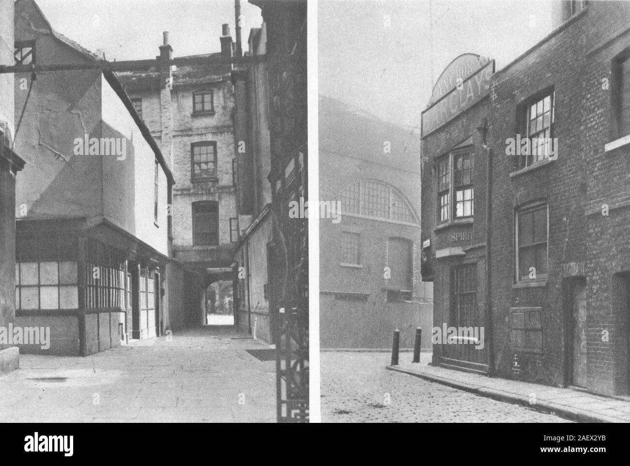 LONDON. A court off Borough high street and the first house in Bankside 1926 Stock Photo