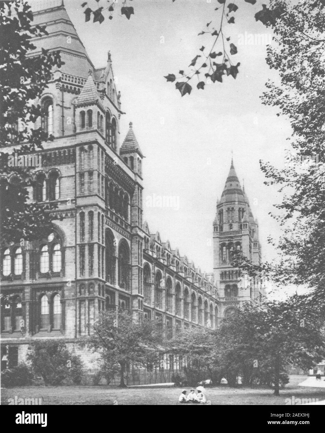 LONDON. Romanesque front of the Natural History Museum 1926 old vintage print Stock Photo
