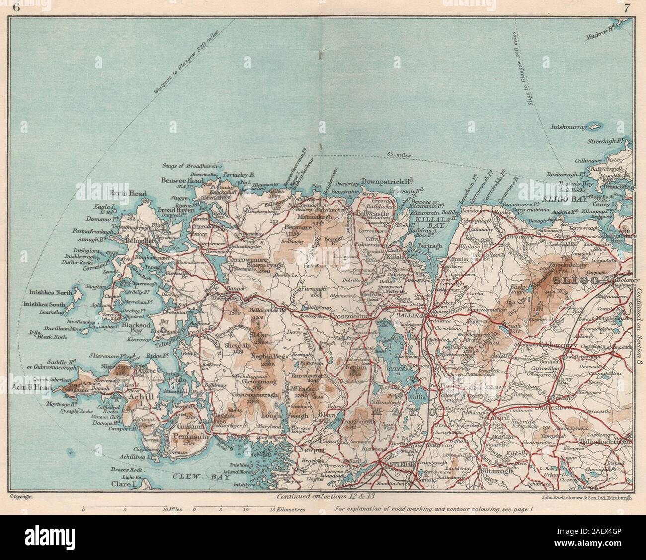 Map Of Sligo And Mayo Connaught. Sligo Mayo. Vintage Map Plan. Ireland 1949 Old Vintage Chart  Stock Photo - Alamy