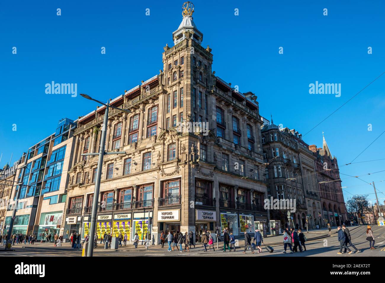Exterior of Topshop and Topman Department Store on corner of Princes Street  and South St Andrew Street in Edinburgh, Scotland, UK Stock Photo - Alamy