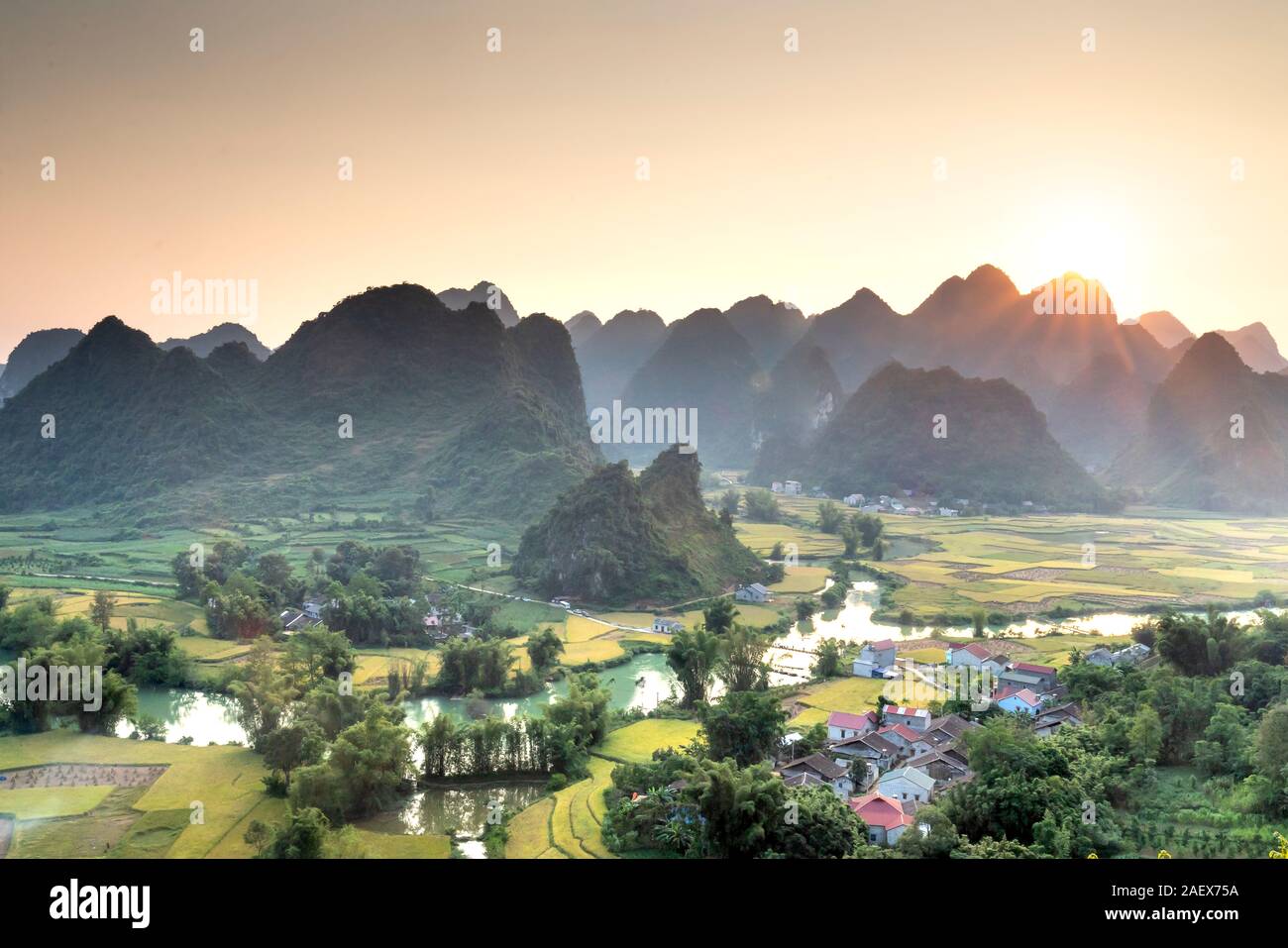 Image Nam Khánh image beautiful image beautiful - Rice terrace paddle field in sunset at Phong Nam, Trung Khanh, Cao ...