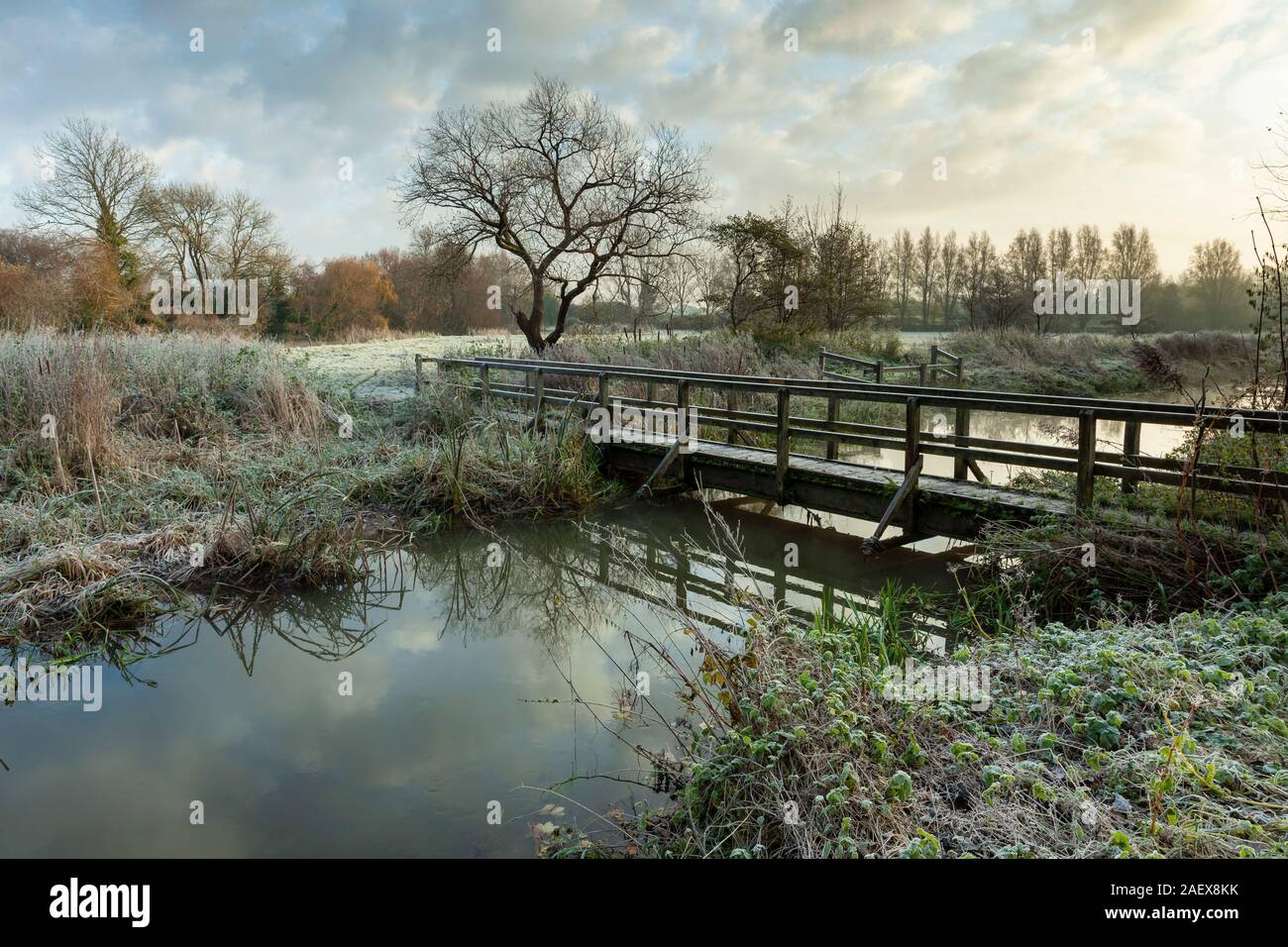 Winter morning in the Ouse Valley, East Sussex, England. Stock Photo