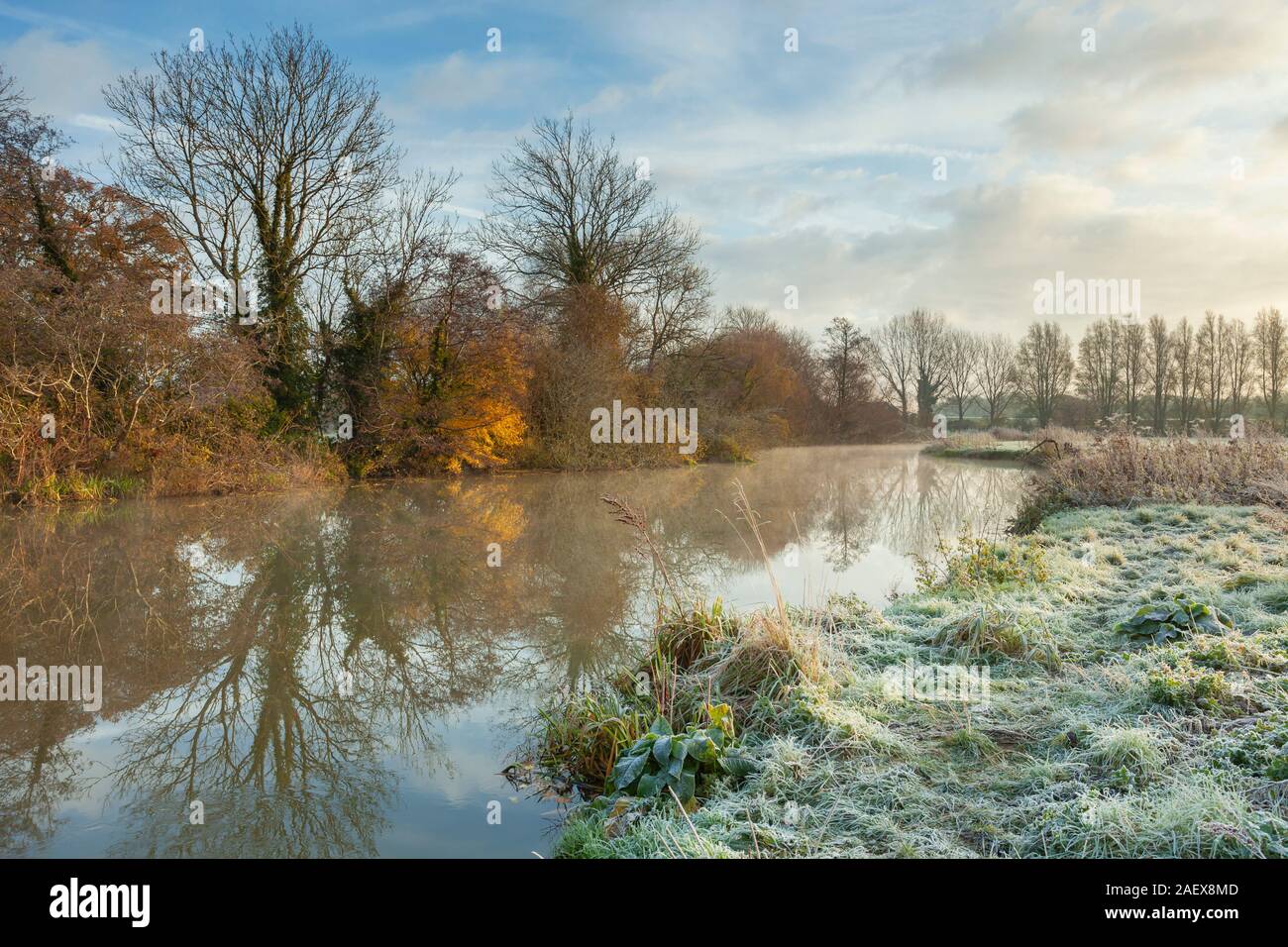 Winter morning in the Ouse Valley, East Sussex, England. Stock Photo