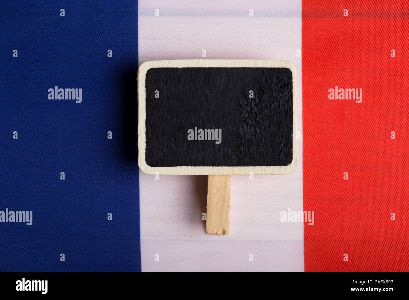 France Flag and blank blackboard. Copy space Stock Photo