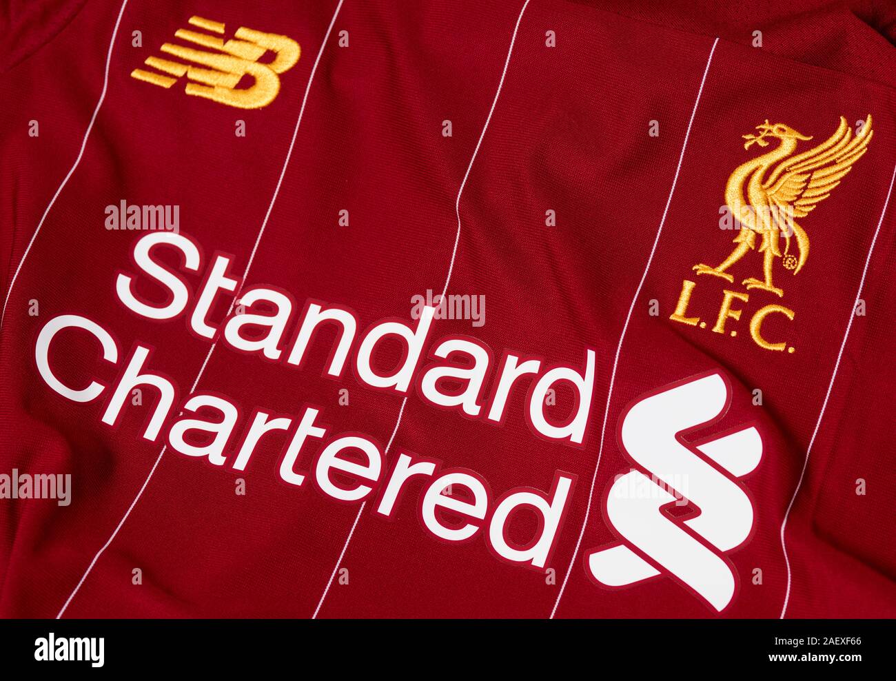 Close up of Liverpool FC kit 2019/20 Stock Photo - Alamy