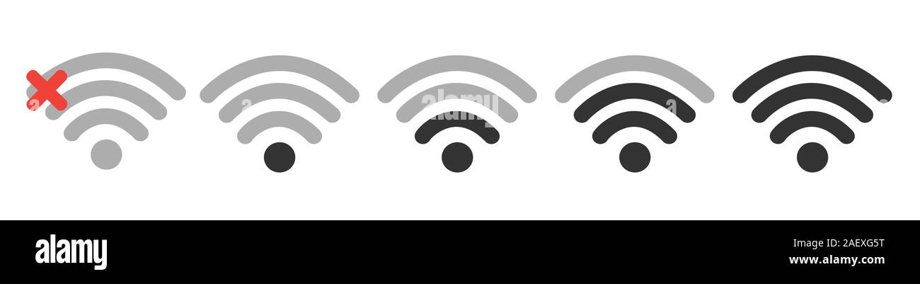 Wifi Wireless Lan Internet Signal Flat Icons For Apps Or Websites - Isolated On white Stock Vector