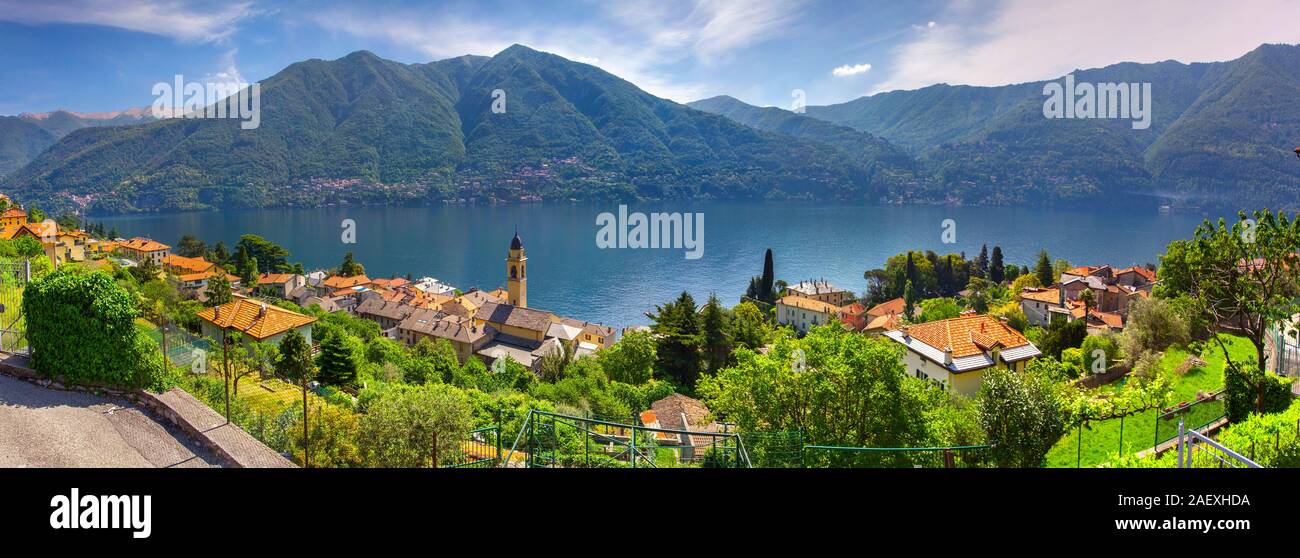 View from the town of Carate Urio, on Lake Como. Alps, Italy. Stock Photo