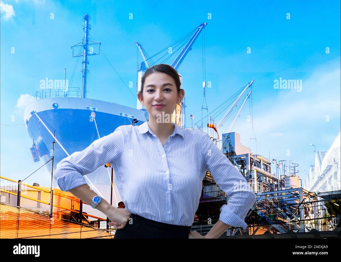 Portrait of young beautiful business woman looking away Stock Photo - Alamy
