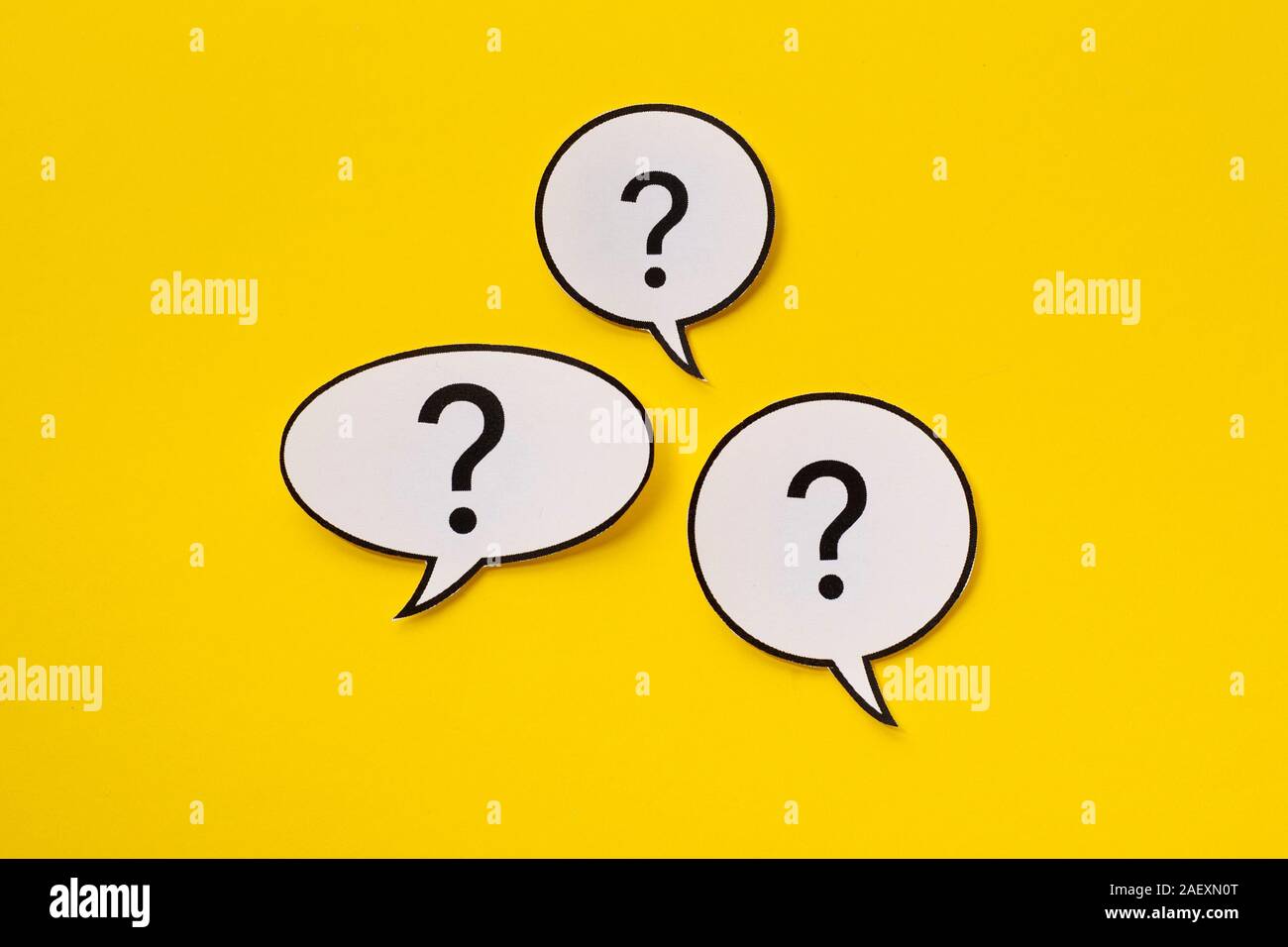 Three different shaped speech bubbles in the centre Stock Photo