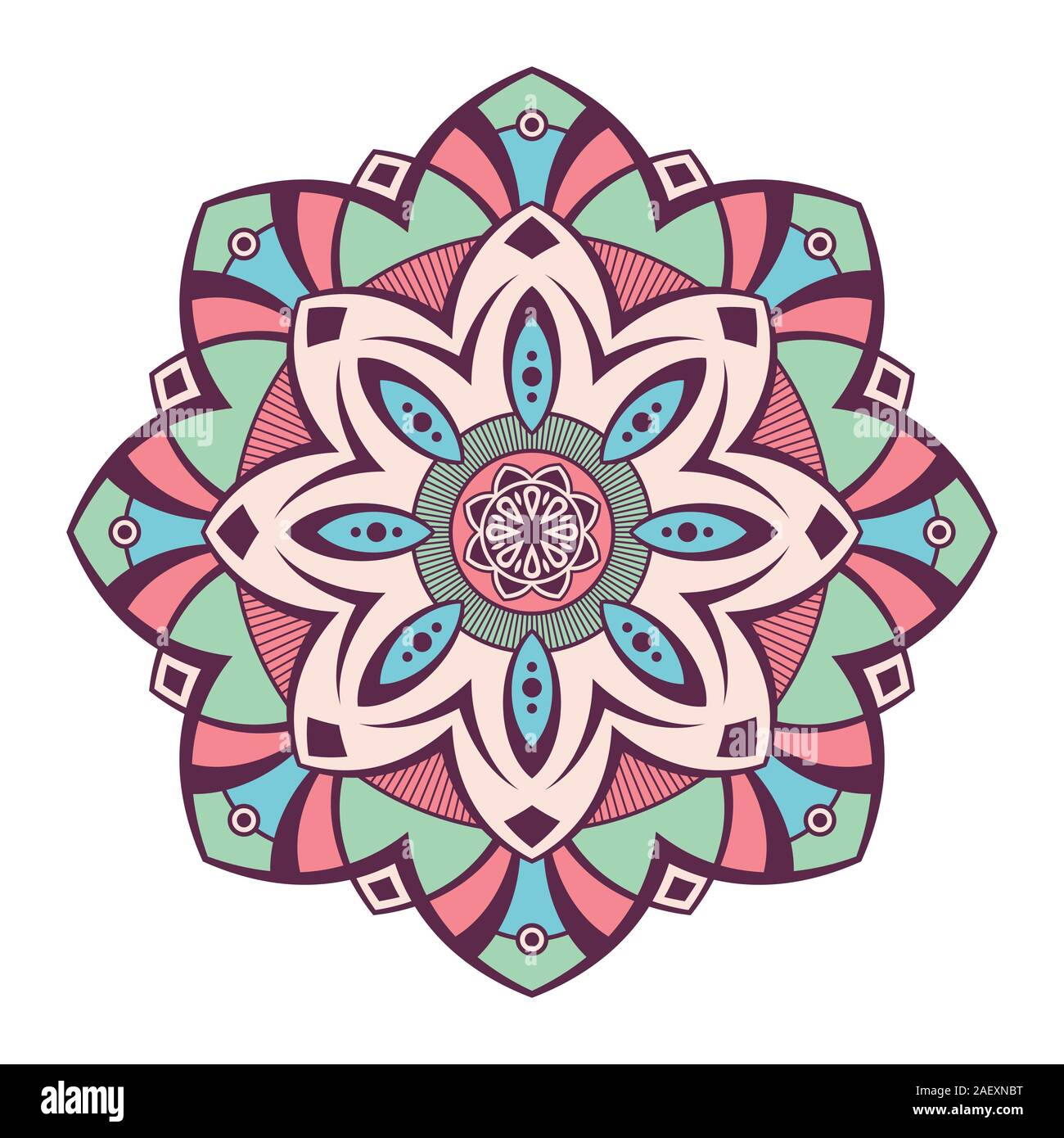 Mandala. Decorative round ornament. Isolated on white background. Arabic, Indian, ottoman motifs. Picture for coloring. For cards, invitations. Stock Vector