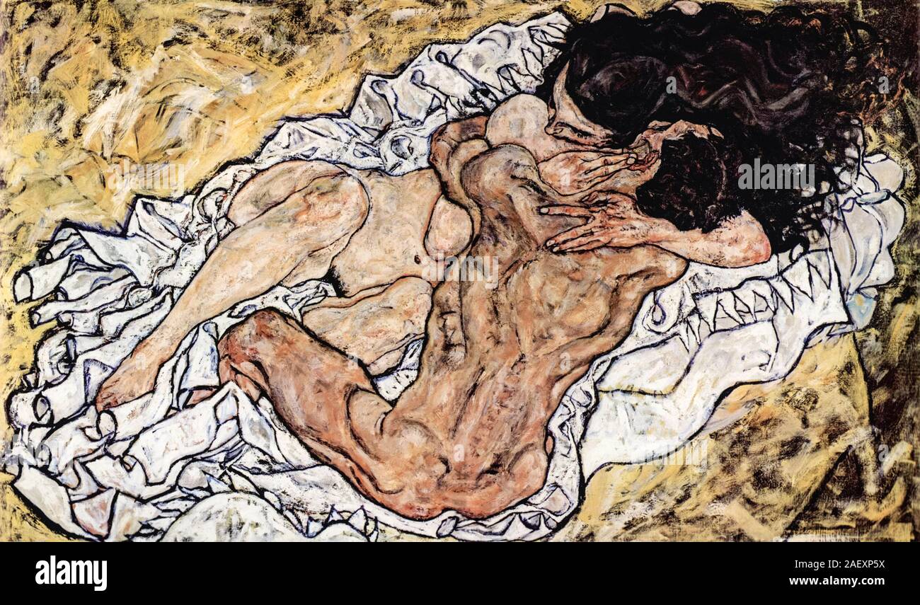 Egon Schiele, The Embrace, (Lovers II), painting, 1917 Stock Photo