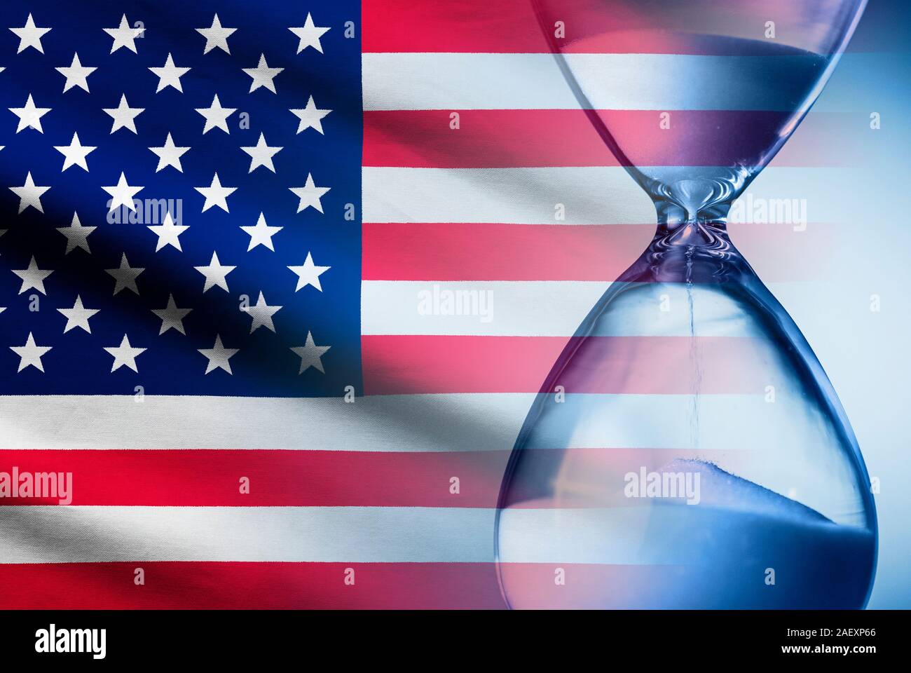 Stars and Stripes American flag with an hourglass Stock Photo Alamy