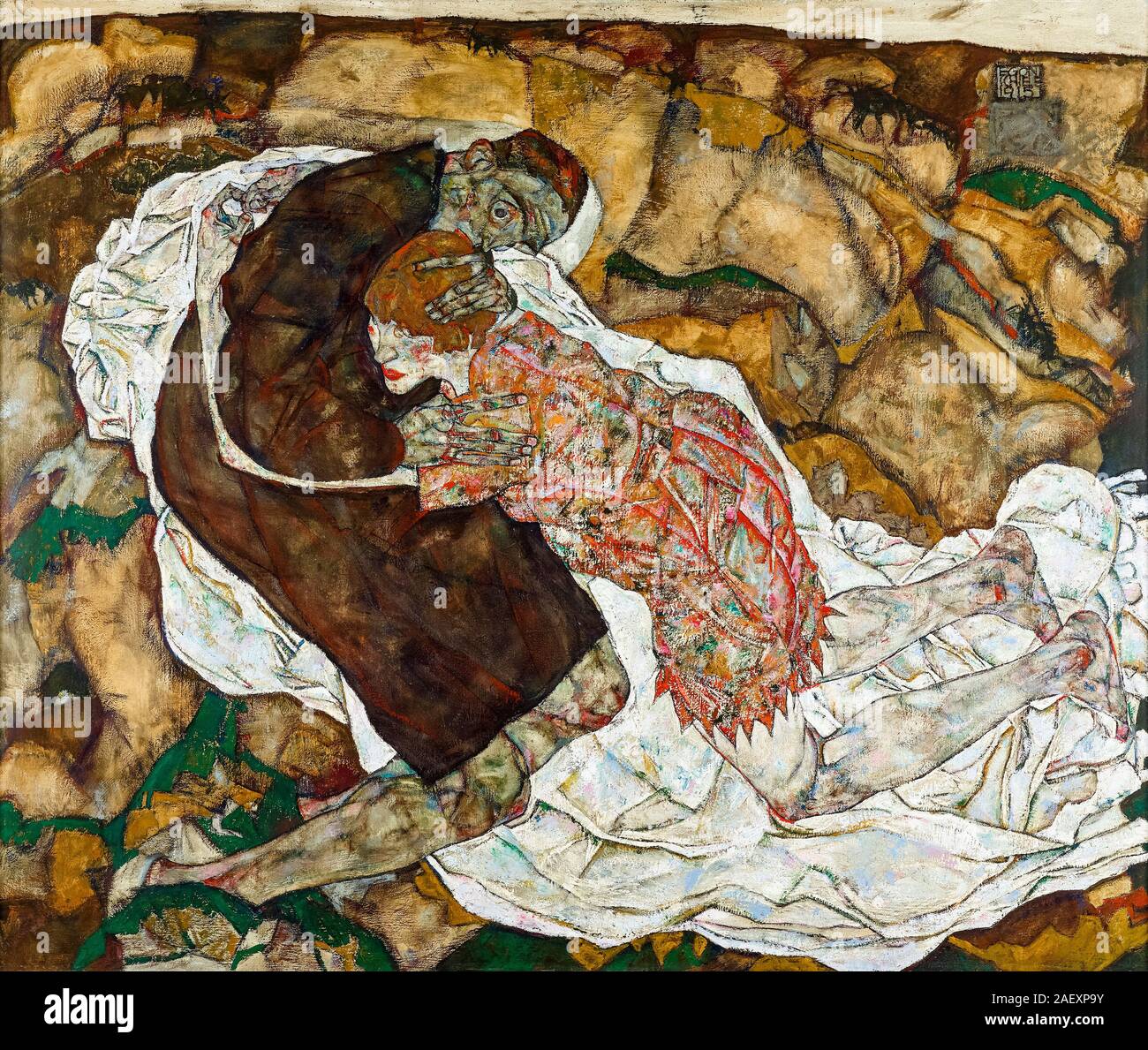 Egon Schiele, Death and the Maiden, painting, 1915 Stock Photo