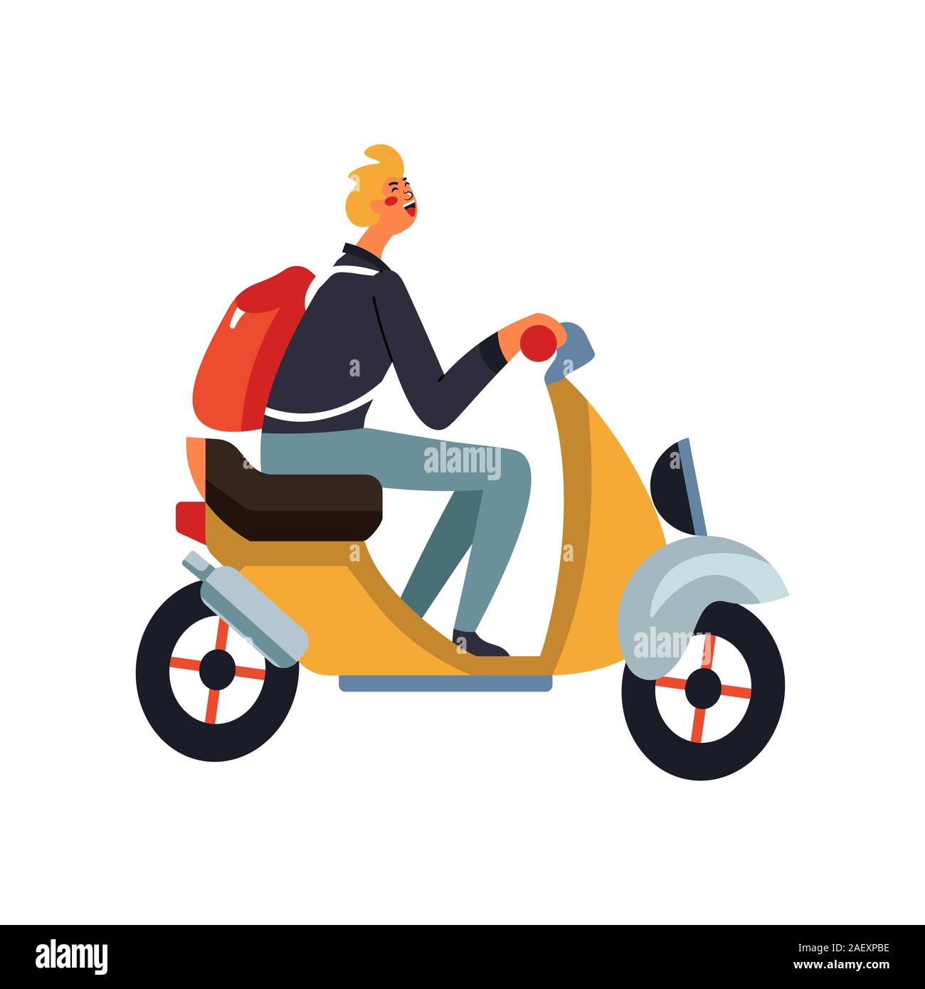 riding motorcycle with backpack