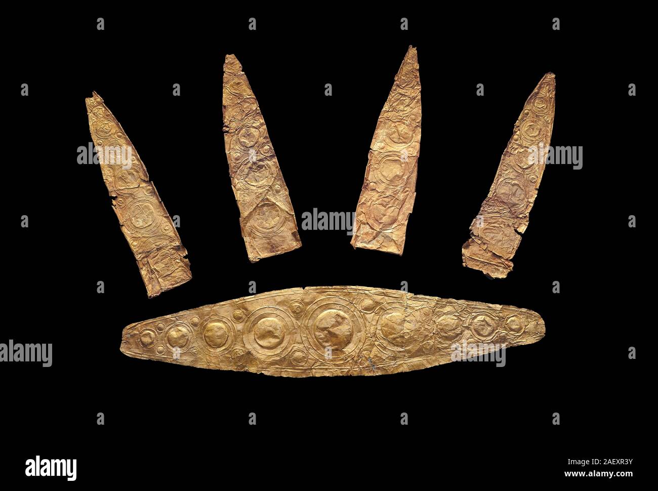 Gold Mycenaean diadem with leaf shaped plates from Grave I, Grave ...
