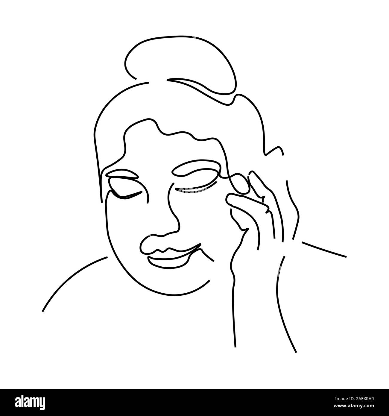 Woman head looking down Stock Vector Images Alamy