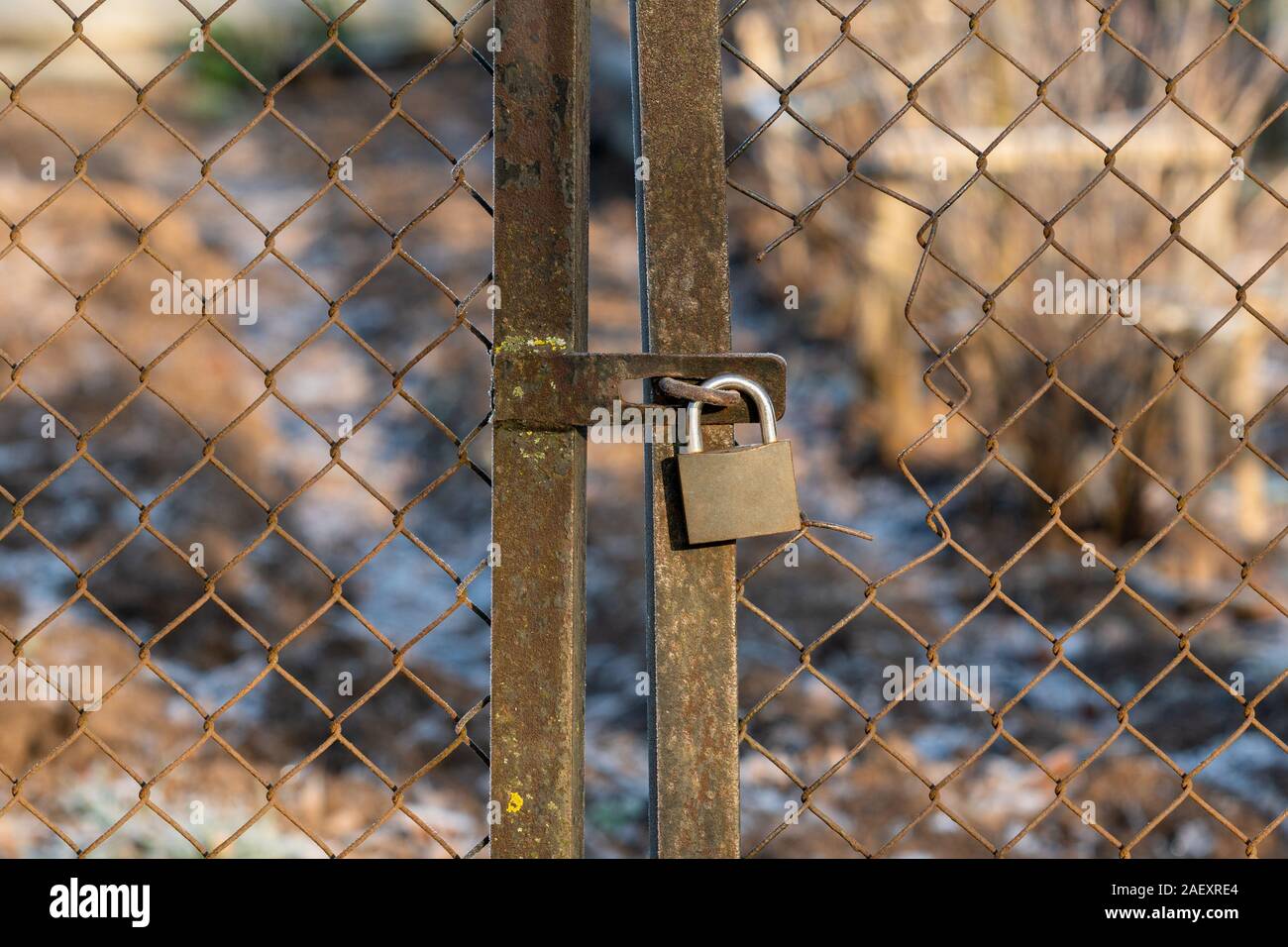 Old Wire Fence Door With Padlock Stock Photo 336191356 Alamy