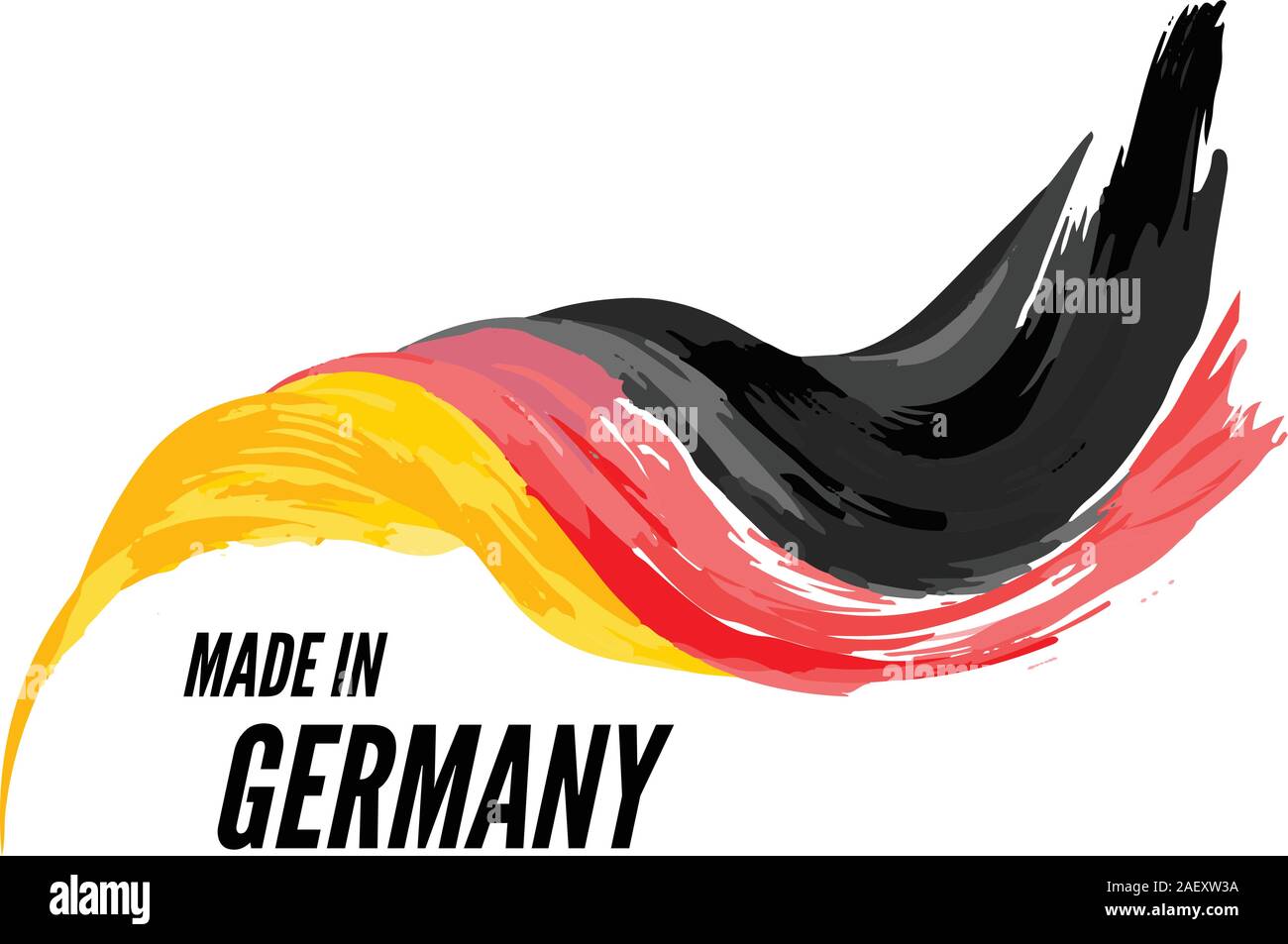 The flag of Germany with the inscription is made in Germany. Vector illustration on a white background Stock Vector