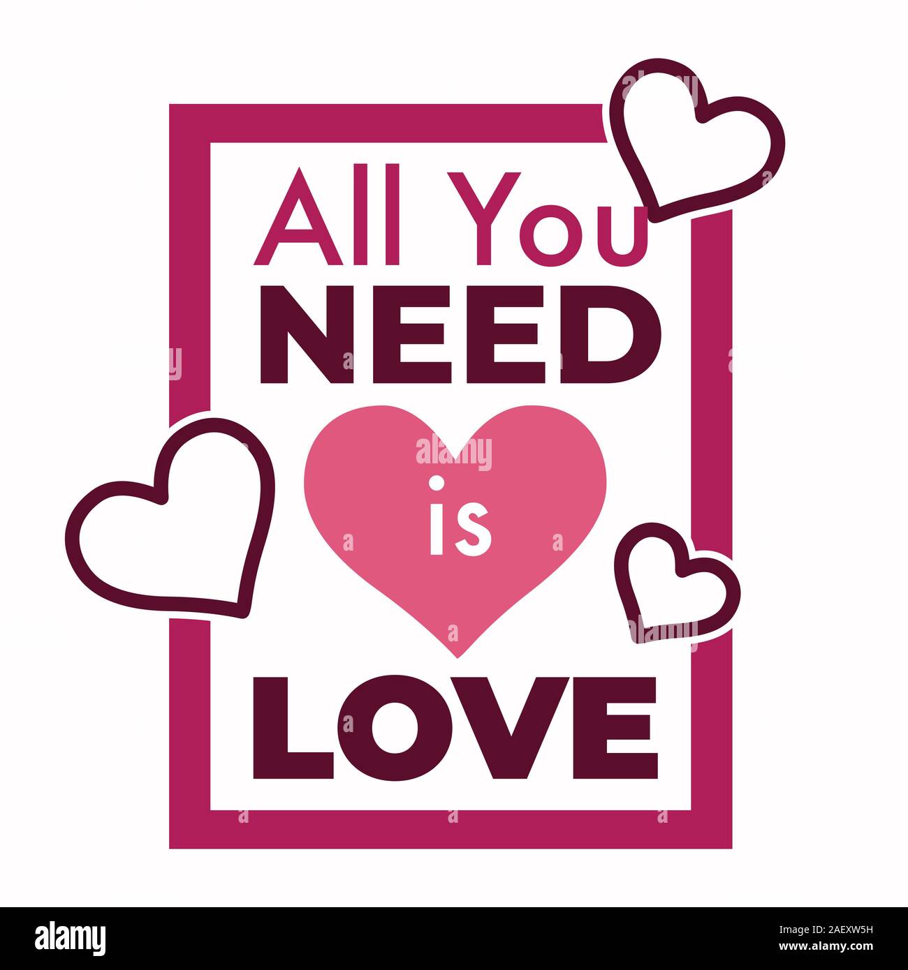 All you need is love song phrase with pink hearts Stock Vector Image