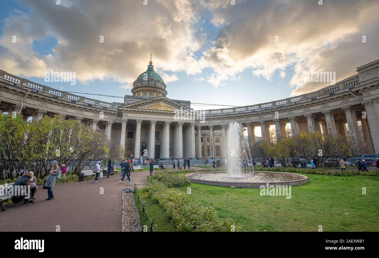 Kazan Cathedral or Kazanskiy Kafedralniy Sobor also known as the Cathedral of Our Lady of Kazan. Russian Orthodox Church in Saint Petersburg, Russia Stock Photo