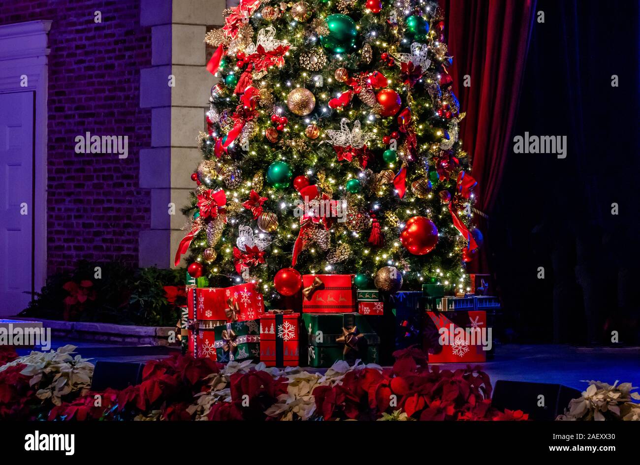Orlando, Florida. December 03, 2019. Partial view of colorful Christmas tree at Epcot. Stock Photo