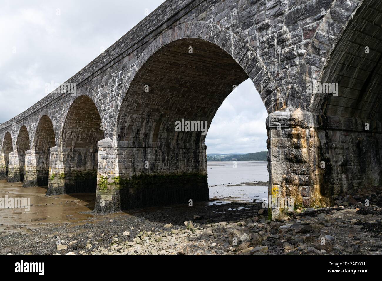 Mud flats underneath the railway bridge crossing the River Tavy at low