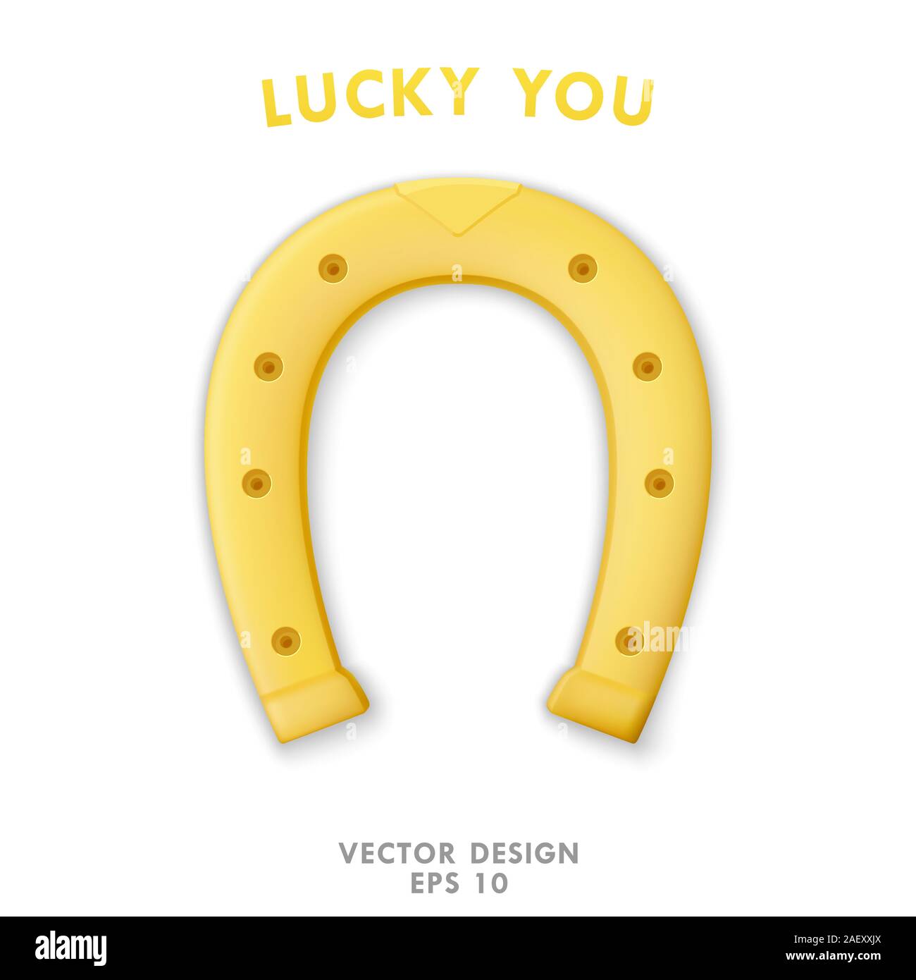 Gold horseshoe. Lucky you. High quality vector design element. Isolated object Stock Vector