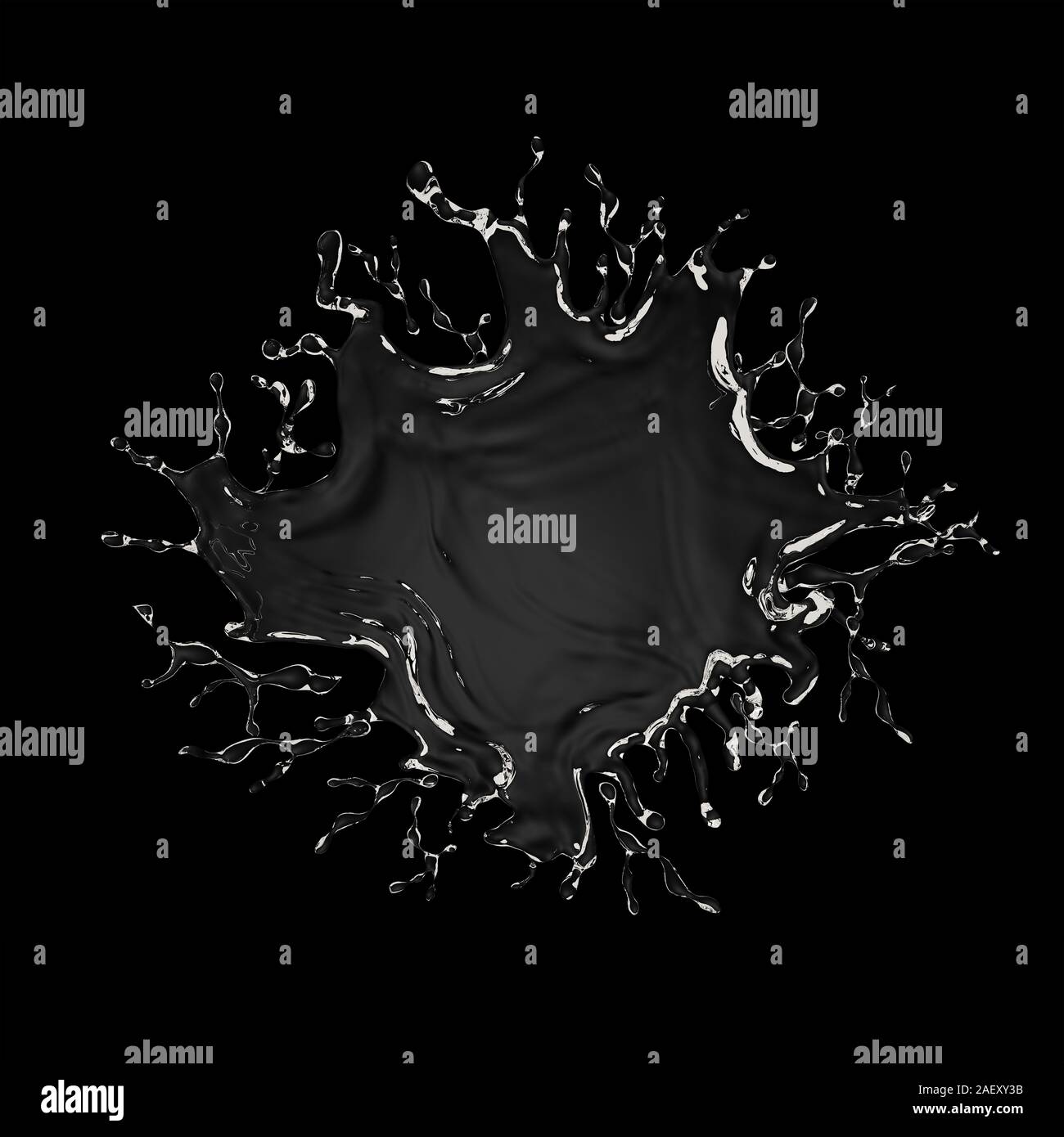 Isolated transparent splash of water with splashes and drops on a black ...