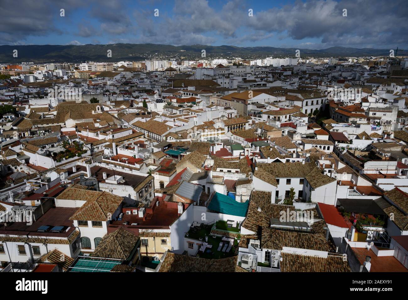 Aerial View of Houses in a town, Spain Stock Photo