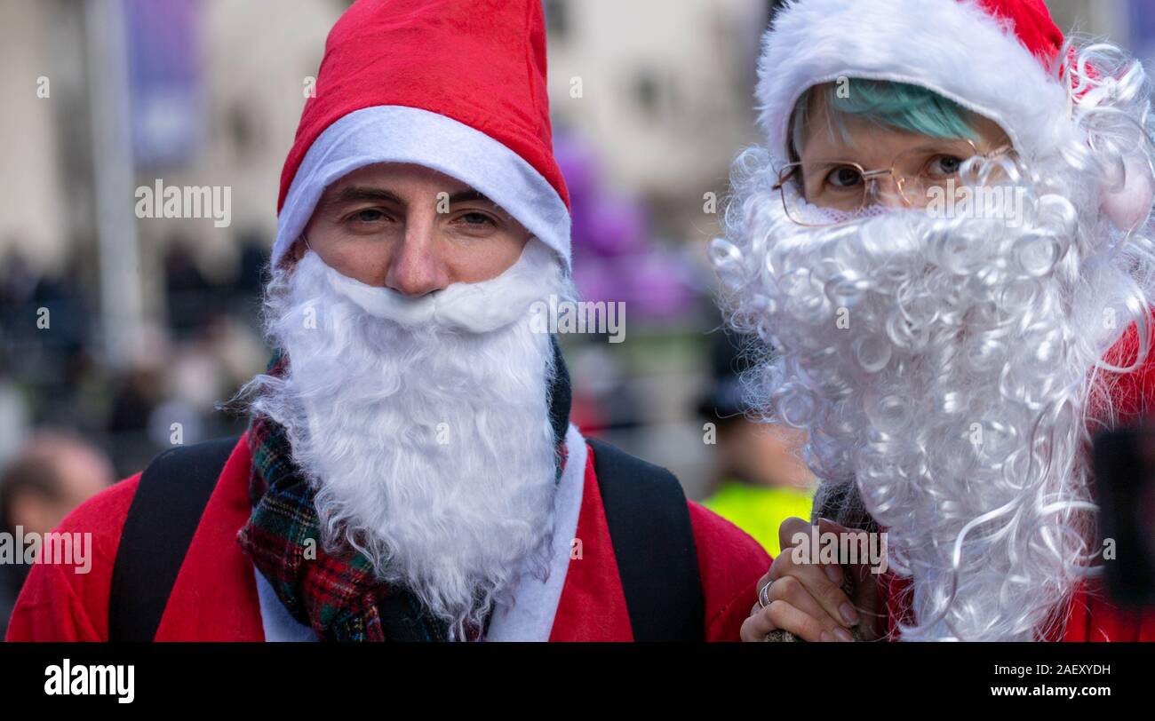London UK 11th Dec. 2019 Extinction Rebellion twelve days of crisis protest on the run up to the UK General Election: protesters dressed as Father Christmas take to the streets of Westminster Credit Ian DavidsonAlamy Live News Stock Photo