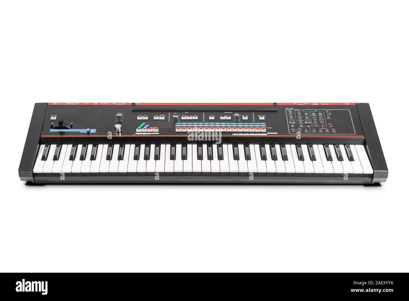 Roland JX-3P synthesizer. White background. Stock Photo