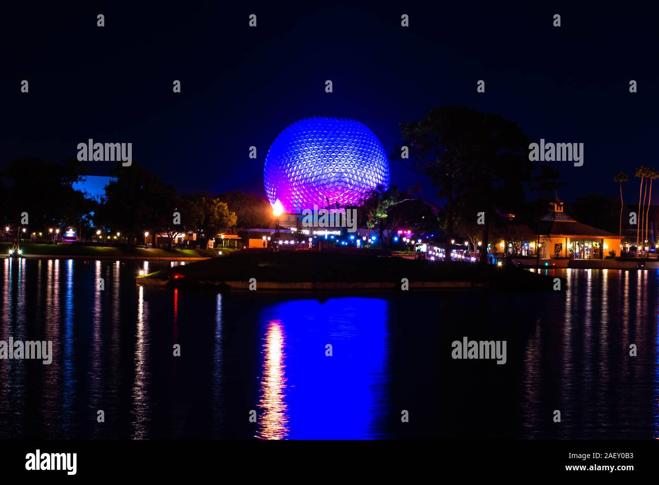 Orlando, Florida. December 06, 2019. Panoramic view of illuminated big