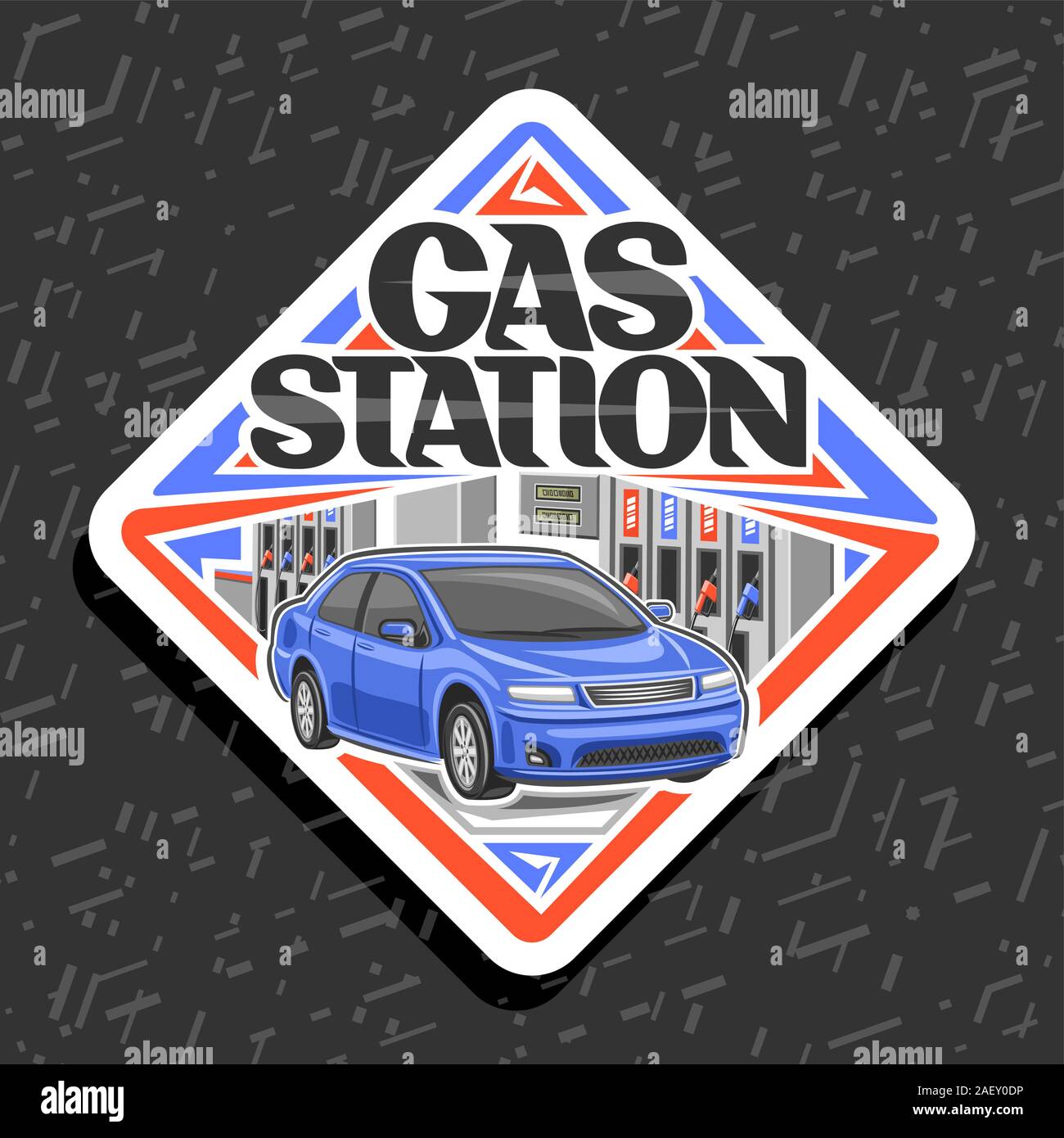 Vector Logo For Gas Station White Decorative Road Sign With