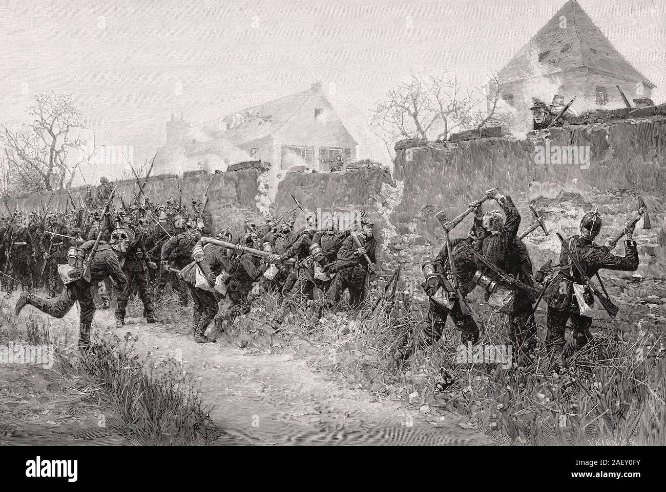 The Battle of Le Bourget, siege of Paris, Franco-Prussian War, 27 and 30 October 1870 Stock Photo