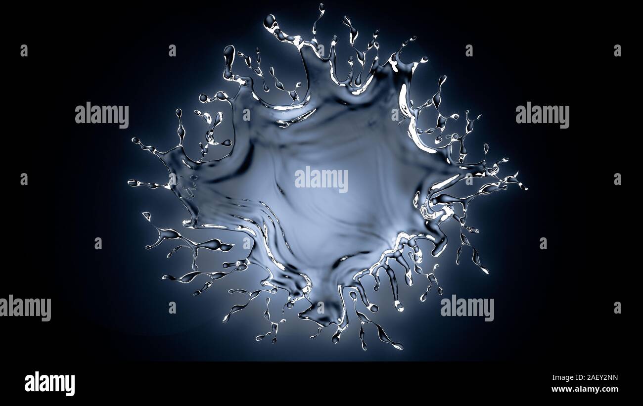 Isolated splash of water with splashes and drops on a black background ...