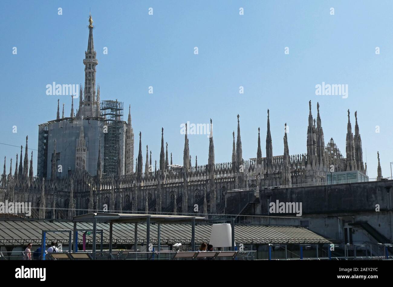 Milan cathedral seen from the roof of the Galleria Vittorio Emanuele II, Milan, Lombardy province, Italy, Europe Stock Photo
