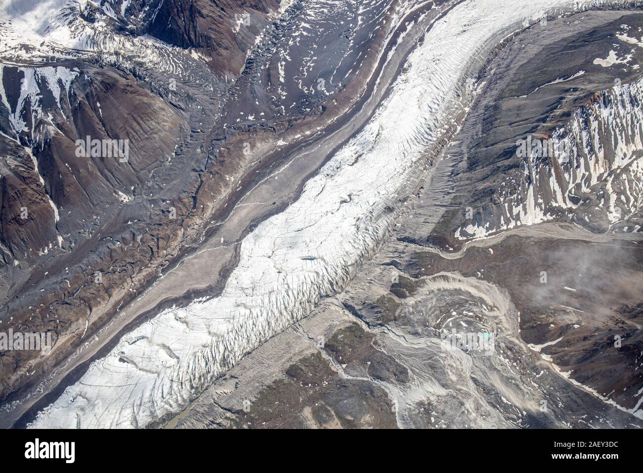 Aerial view of a glacier in Denali National Park, Alaska, USA Stock Photo