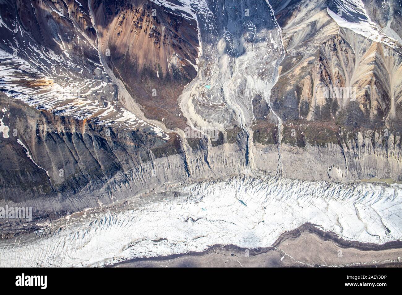 Aerial view of a glacier in Denali National Park, Alaska, USA Stock Photo