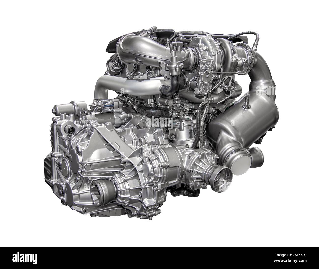 Powerful 4-cylinder gasoline engine of a modern car Stock Photo