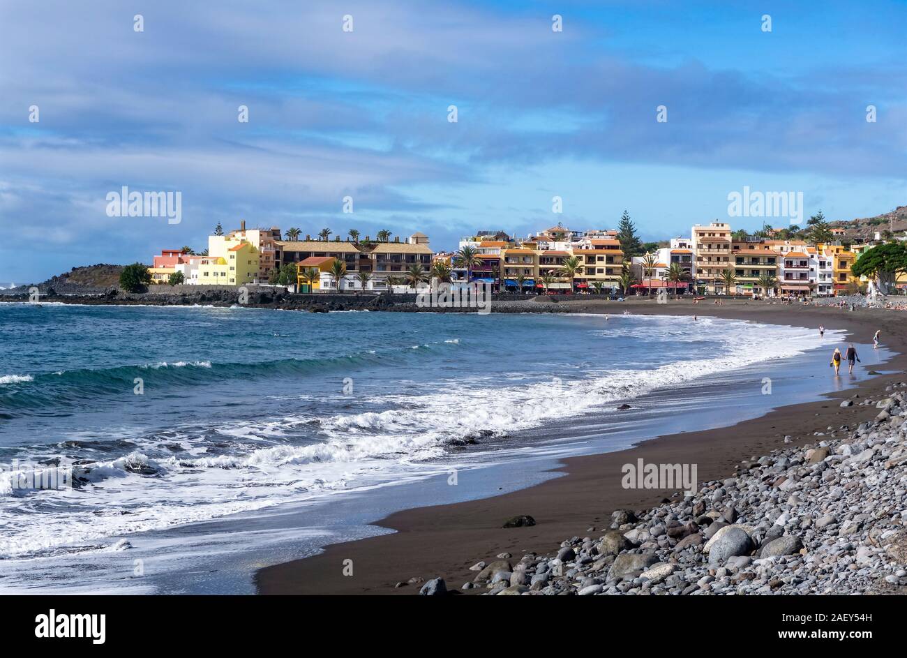 View to the village La Playa in the Valle Gran Rey of the Canary Island La Gomera Stock Photo