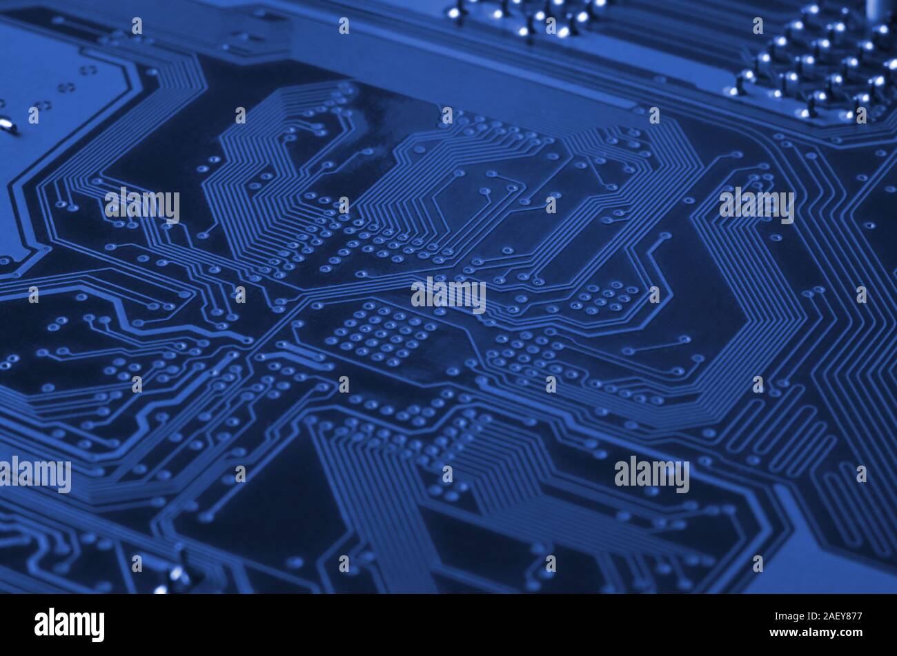 Close up of colored micro circuit board. Abstract technology background ...