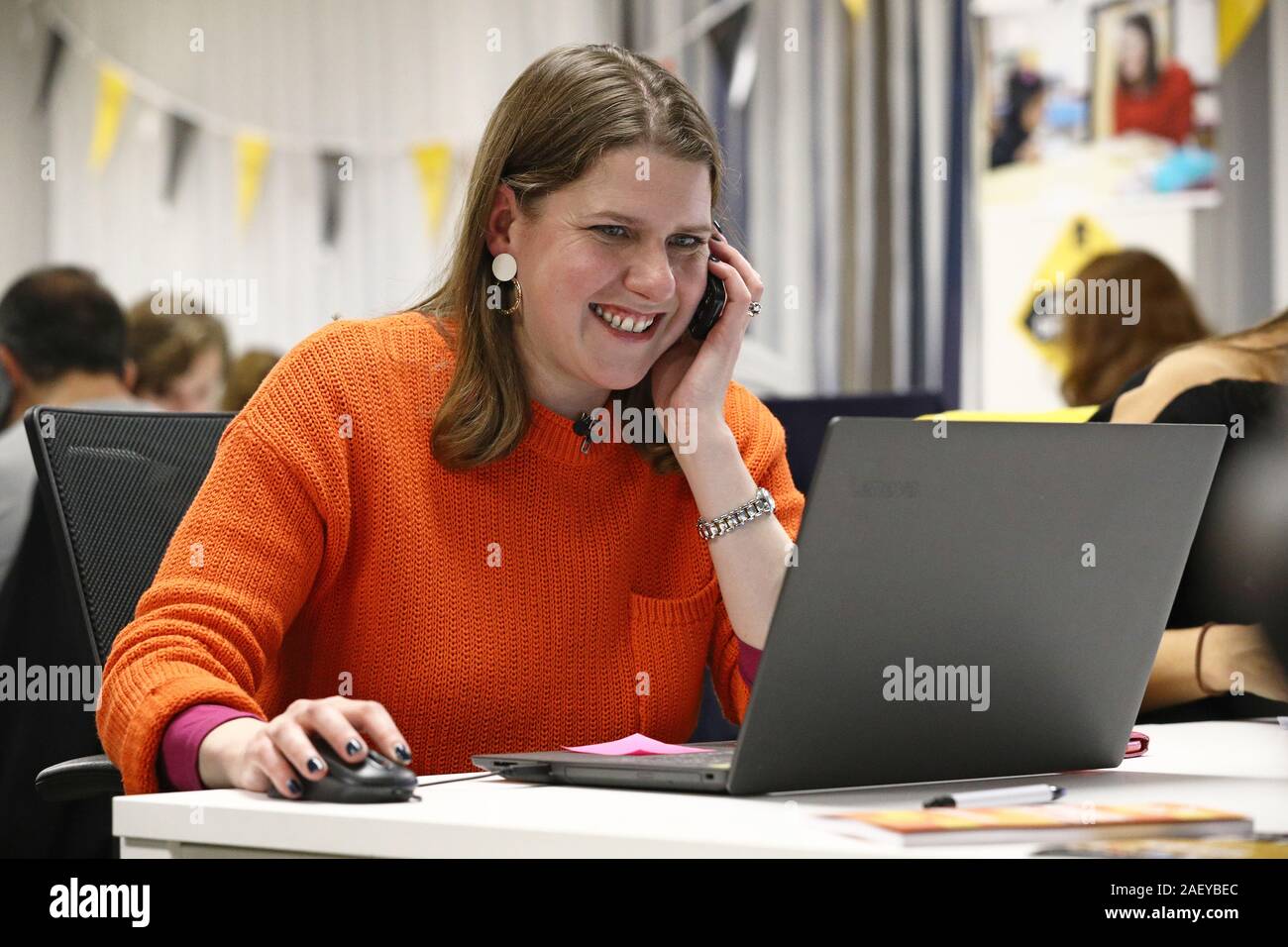 Liberal Democrat leader Jo Swinson during a visit to a Volunteer Hub in London, while on the General Election campaign trail. Stock Photo