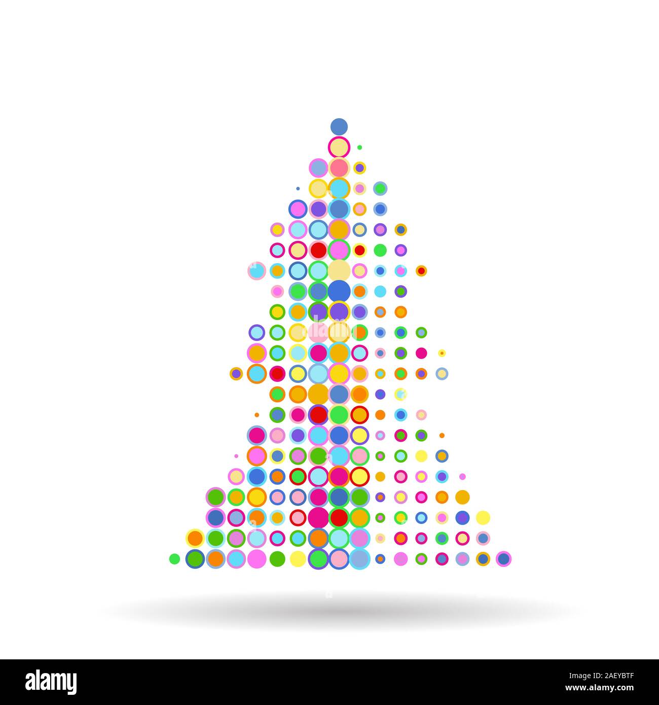 Abstract Christmas tree with colorful dots Stock Photo