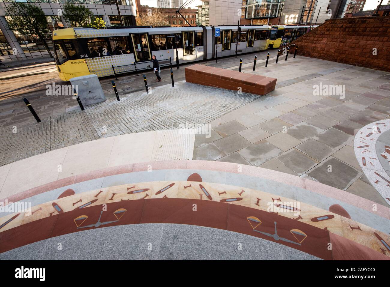 The Peterloo Memorial commemorating the Peterloo Massacre. Manchester, England. Stock Photo