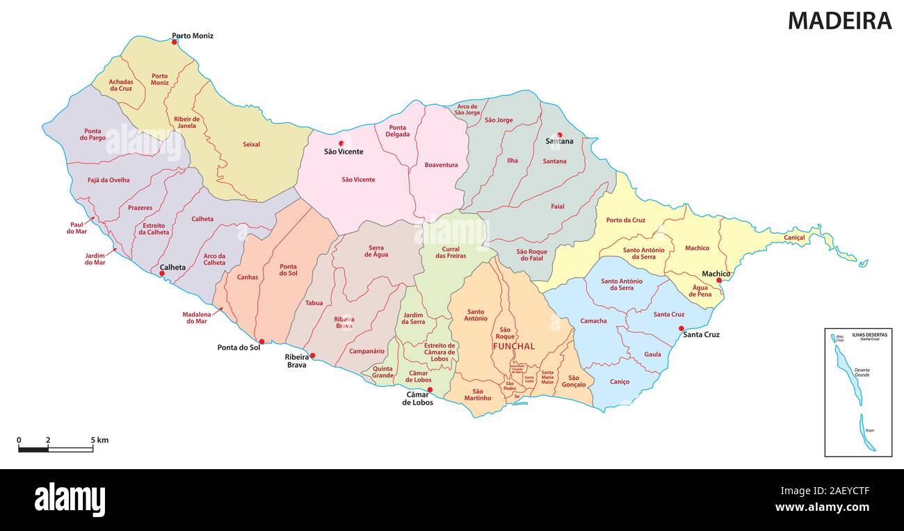 Map Portugal Divided By Districts Madeira 库存矢量图（免版税）1939927984