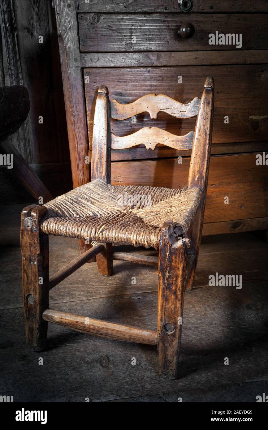 antique wooden chair for children Stock Photo