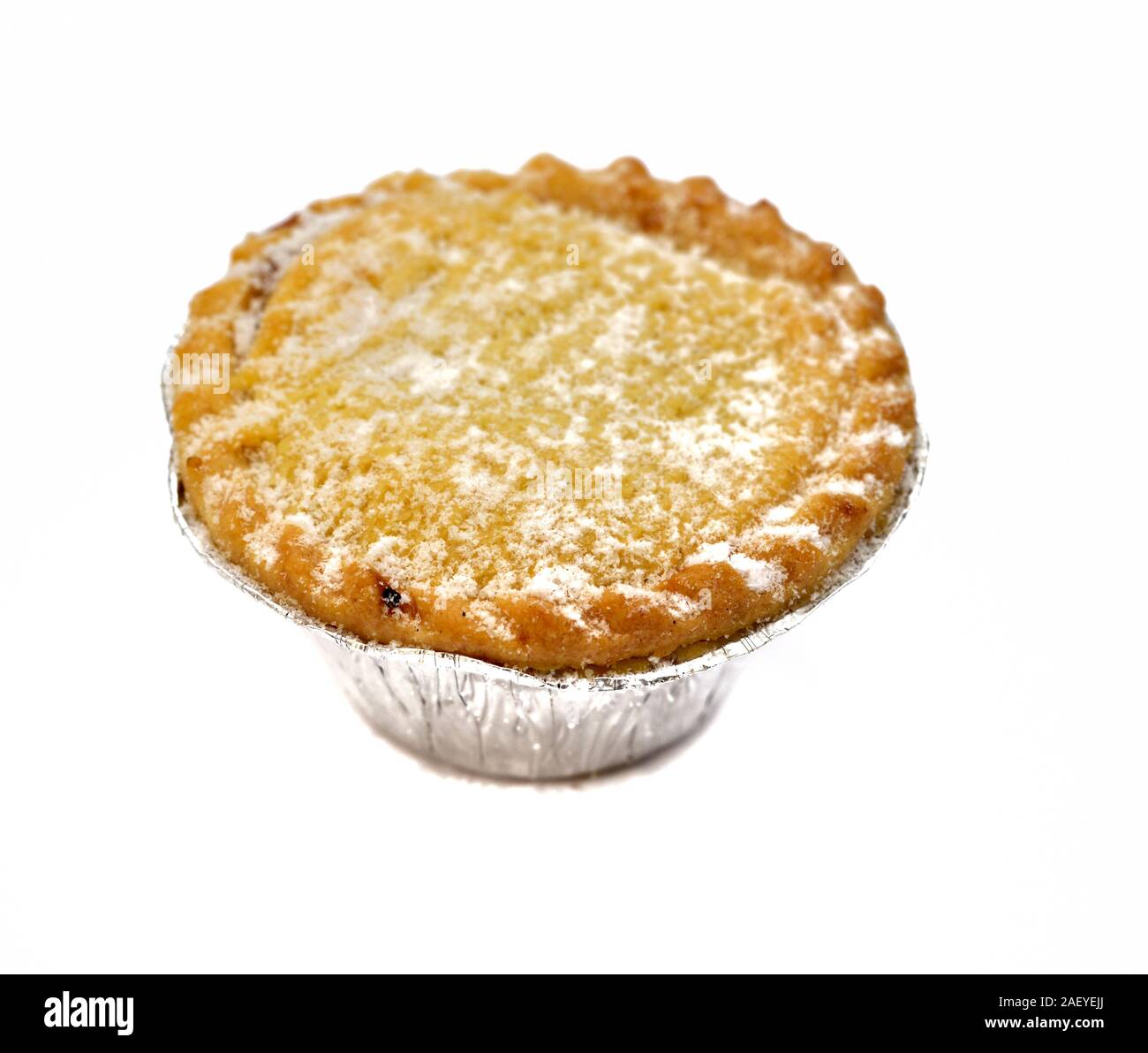 Deep Filled mince pie on a white background Stock Photo