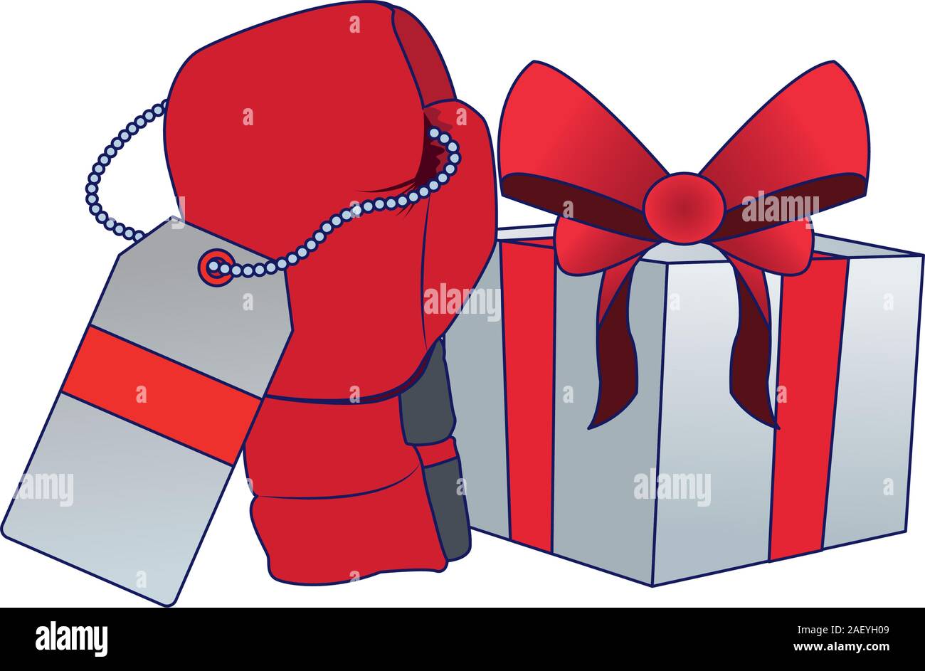 red boxing glove with price tag and gift box Stock Vector Image & Art