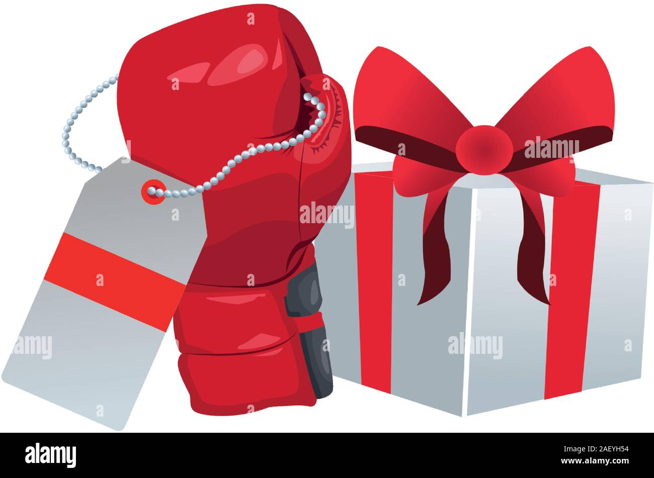 red boxing glove with price tag and gift box Stock Vector Image & Art